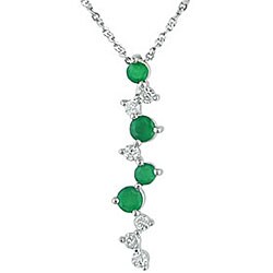 10k Gold Emerald 1/10ct TDW Diamond Necklace