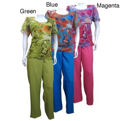 Mix Studio's Women's Wall St. Pant Suit with Printed Top