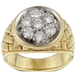 14k Yellow Gold 7/8ct TDW Diamond Cluster Estate Ring (J, SI1) (Ring Size 8.25)