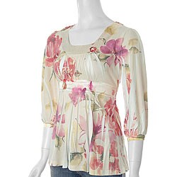 California Bloom Women's Floral 3/4-sleeve Top