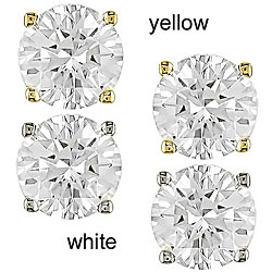 14k Gold 1ct TDW Round Martini-style Premier Diamond Stud Earrings (G-H, SI1-SI2)