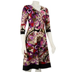 Rabbit Rabbit Rabbit 3/4-sleeve Faux Wrap Dress