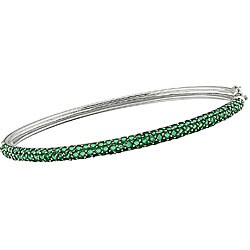 14k White Gold Emerald Bangle Bracelet