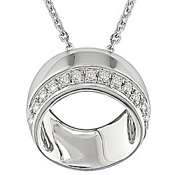 18k White Gold 1/10ct TDW Diamond Circle Necklace