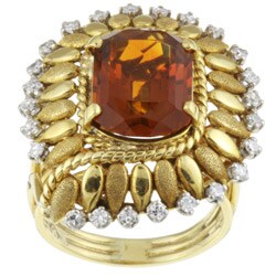 18k Gold Citrine and 3/4ct TDW Diamond Estate Ring (J, SI1) (Ring Size 7.5)