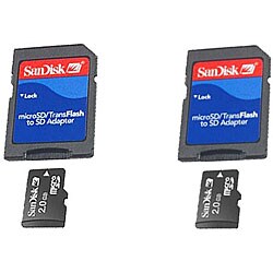 SanDisk SDSDQ-2048 2GB Micro SD Memory Card with SD Adapter (Set of 2)