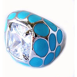 Turquoise Ovals Enamel Cubic Zirconia Ring