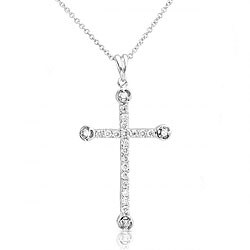 14k White Gold 1/3ct TDW Diamond Cross Necklace (G-H, I1-I2)