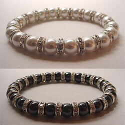 Magnetic Tuchi Hematite Pearl and Crystal Bracelet
