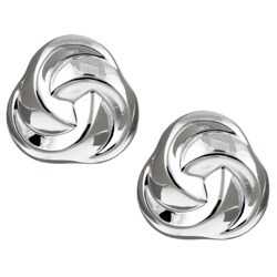14k White Gold Triple Swirl Stud Earrings