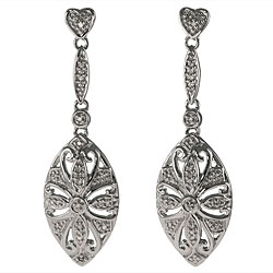 Maddy Emerson Sterling Silver 1/5ct TDW Diamond Oval Earrings
