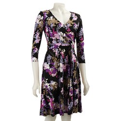 Lily Women's 3/4-sleeve Mock Wrap Casual Dress