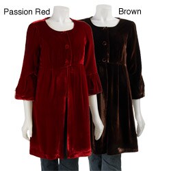 Lily Women's 3-button Bell-sleeve Velvet Top