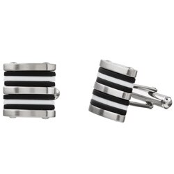 Stainless Steel and Rubber Cuff Links