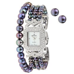 Croton Women's Grey Freshwater Pearl Watch Set