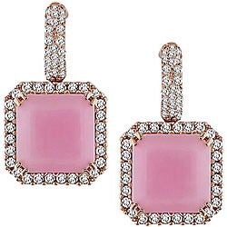14k Pink Gold Pink Opal and 1ct TDW Diamond Earrings (G-H-I, SI)