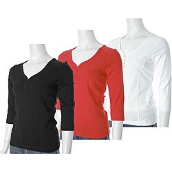 French Dressing Women's 4-button Henley Top