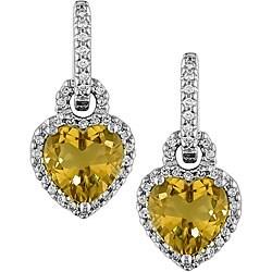 18k Gold Heart Citrine and 1/3ct TDW Diamond Earrings (GHI, I1)