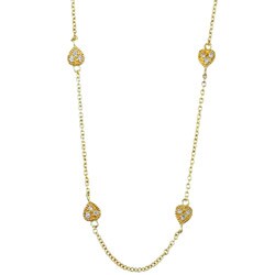 14k Gold over Silver 18-inch CZ Stations Necklace