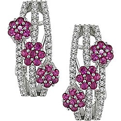 14k Gold Pink Sapphire and 3/8ct TDW Diamond Earrings