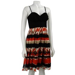 Donna Ricco Women's Printed Skirt Ruched Dress