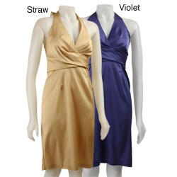 Donna Ricco Women's Halter Wrap Front Dress