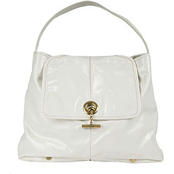 YSL 'Capri' White Patent Leather Medium Tote
