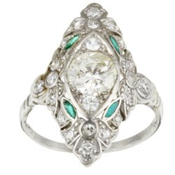 Platinum 1 2/5ct TDW Old Mine Diamond Estate Ring (I-J, SI2-I2) (Size 6)