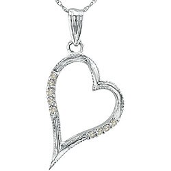 10k White Gold 1/10ct TDW Diamond Heart Necklace ( I/J, I2/I3)