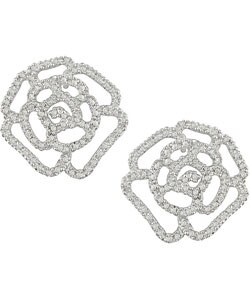 14k White Gold 1/2ct Diamond Flower Earrings