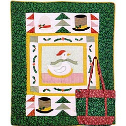 Holiday Goose Throw Blanket and Tote