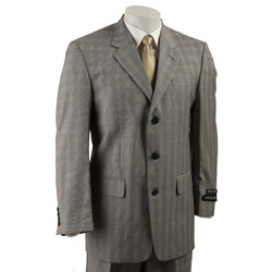 Adolfo Men's Grey Plaid Wool 3-button Suit