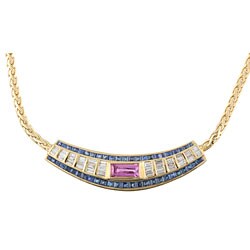 Encore by Le Vian 18k Gold Sapphire and 7/8ct TDW Diamond Necklace (I-J, SI1-SI2)
