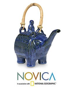 Ceramic 'Buddha and the Sapphire Elephant' Teapot (Indonesia)