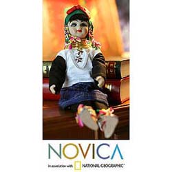 Cotton and Porcelain 'Paduang Woman' Doll (Thailand)