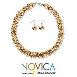 Coconut Shell 'Vanilla Blossoms' Jewelry Set (Thailand)