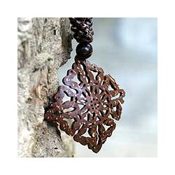 Coconut Shell 'Diamond Sun' Necklace (Thailand)
