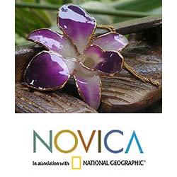 Goldplated Orchid 'Orchid Fantasy' Brooch Necklace (Thailand)