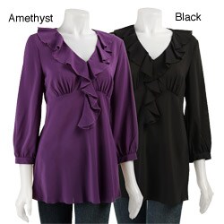 Spense Women's 3/4-sleeve Ruffle Tunic Top