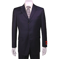 Mantoni Men's Navy Blue-striped 3-button Wool Suit