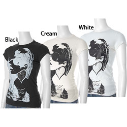 Retro Junior's Face Print Rhinestone T-shirt