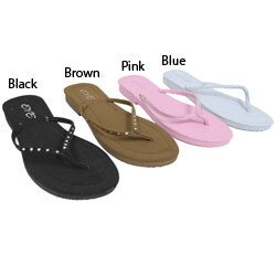 Eve Women's Rhinestone Accent Flip Flop Sandals