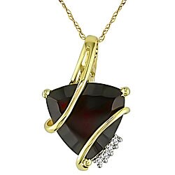10k Yellow Gold Diamond and Garnet Pendant