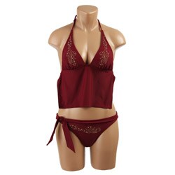 XOXO Women's Embroidered Tankini