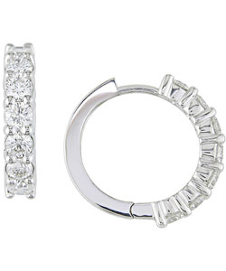 18k White Gold 1 5/8ct TDW Diamond Hoop Earrings (F-G, SI1)