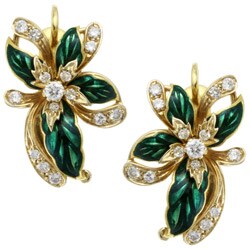 18k Yellow Gold 1 1/4ct TDW Diamond Flower Estate Earrings (H, SI1)