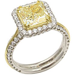 18k Gold 3 4/5ct TDW Yellow Radiant Diamond Ring (G-H, SI-1)