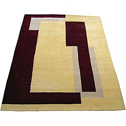 Indo Tufted Beige/ Burgundy Rug (9' x 12')