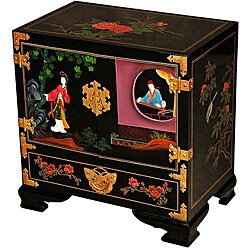 Oriental Romance Black Lacquer Storage Cabinet