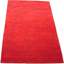 Indo Hand-tufted Red Rug (6'3 x 9'7)